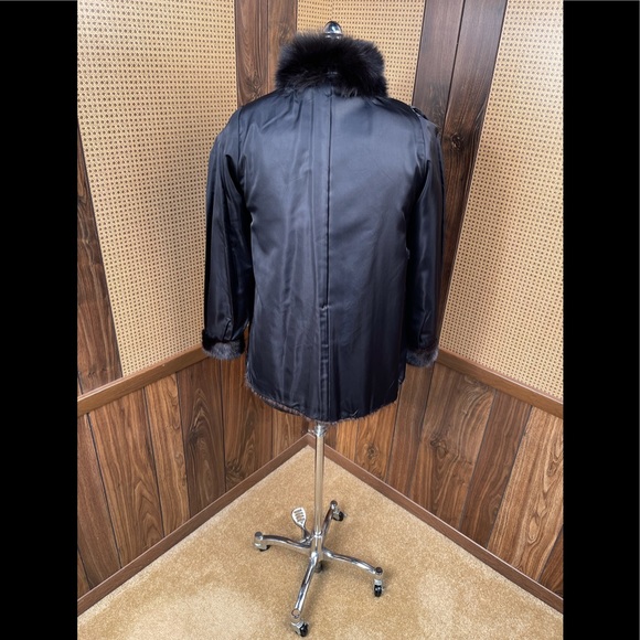 Beautiful Brown Corduroy Mink & Black Fox Fur Collar Jacket Coat XS - Picture 10 of 10